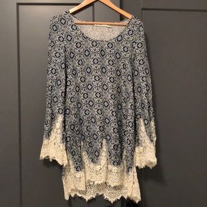 Blu Pepper boho dress with lace